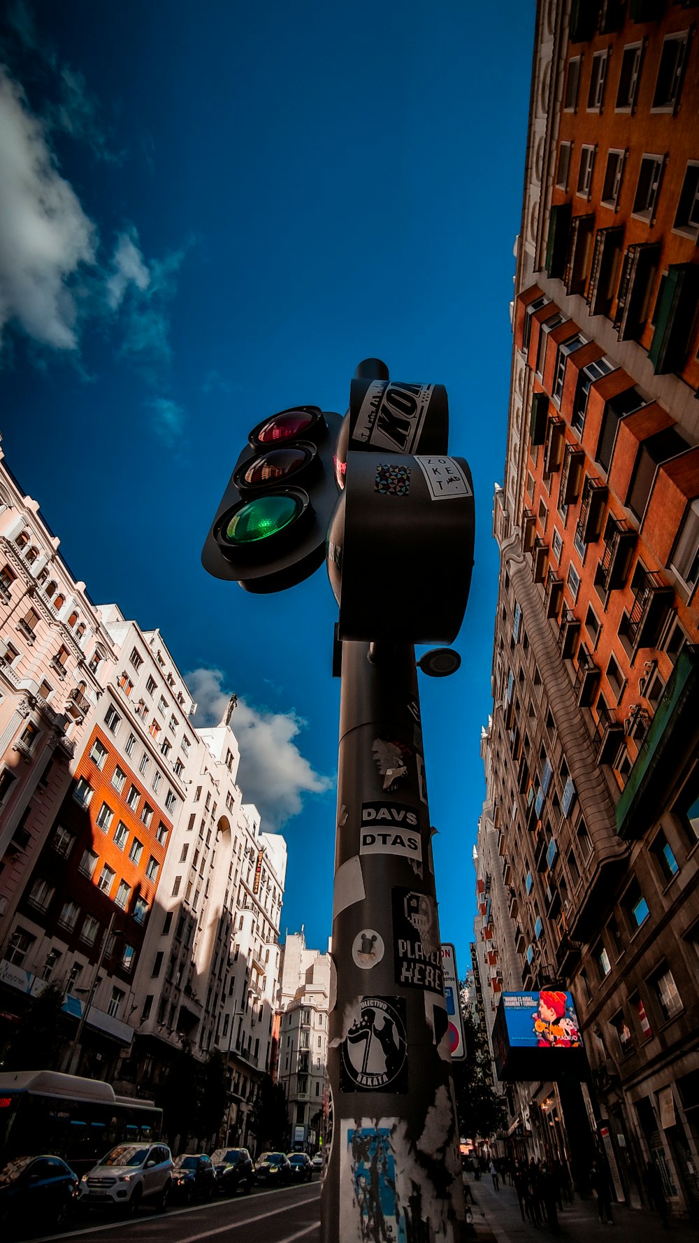 black and green street light