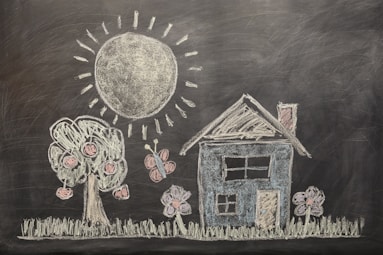 brown and blue house painting