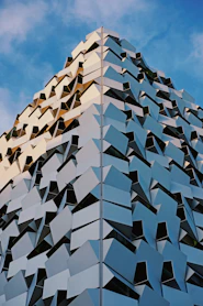 white and blue concrete building