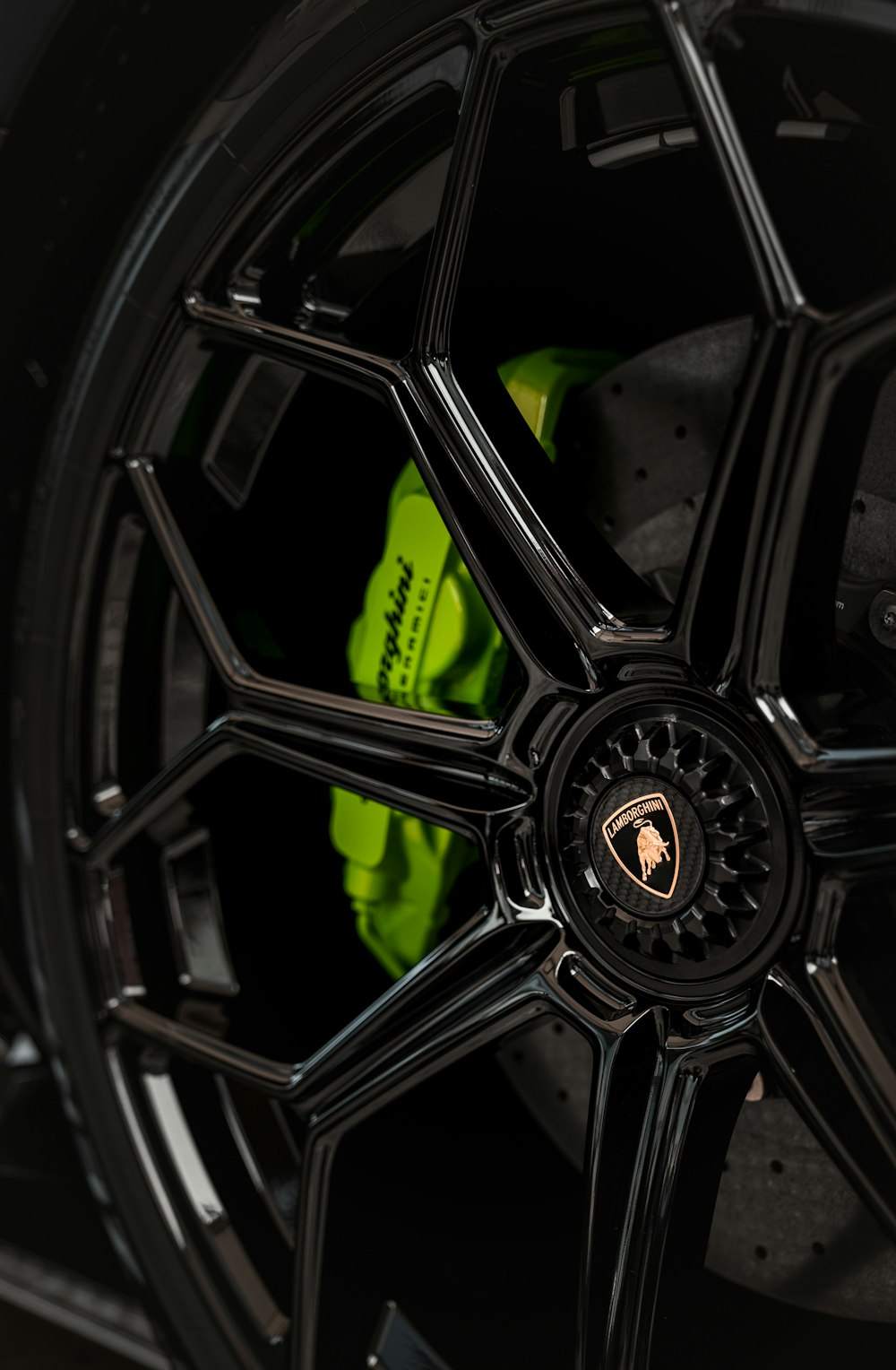 black and green 5 spoke wheel