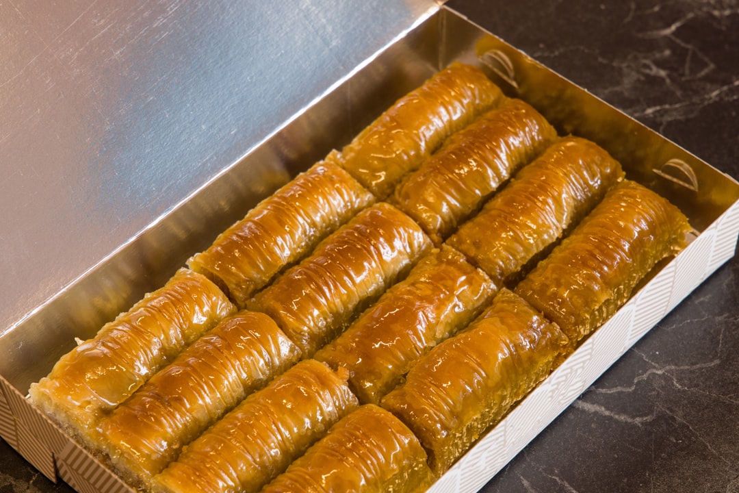 brown bread on brown tray, Traditional delicious fresh Turkish Baklava