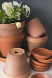 brown clay pots with green plants