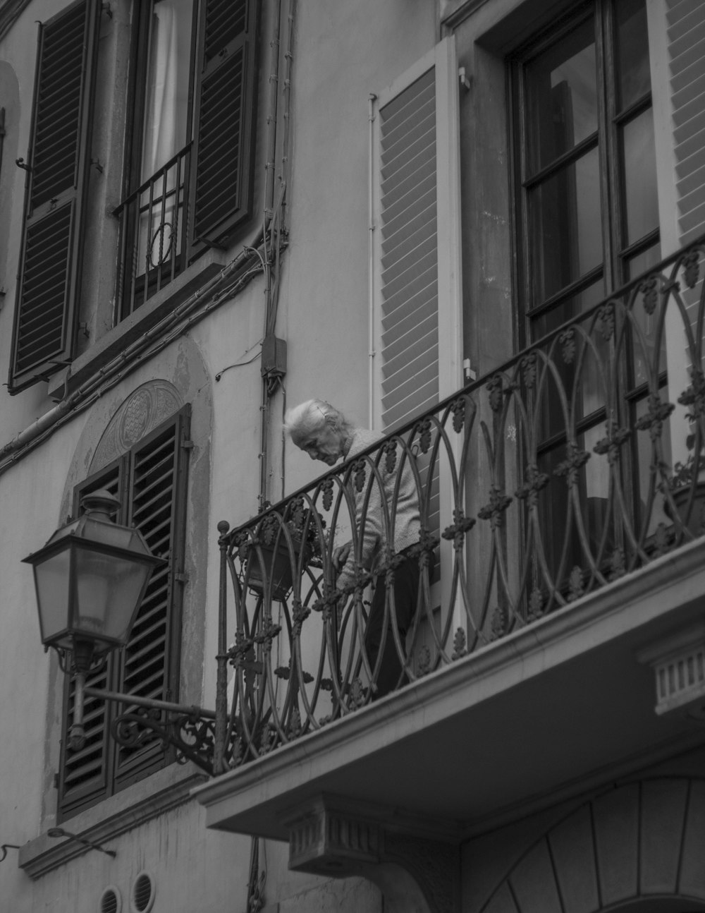 grayscale photo of a staircase