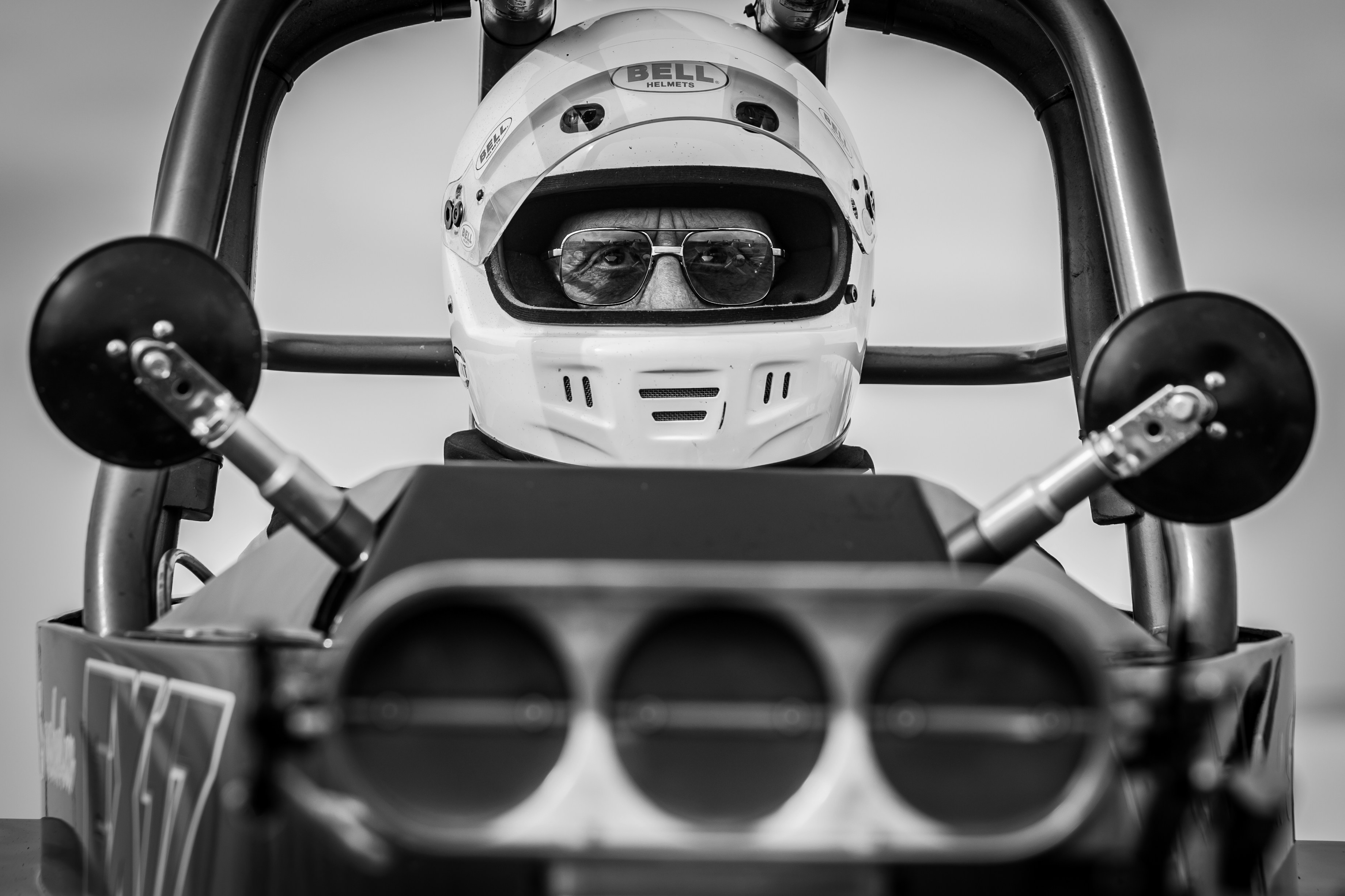 A drag racer focuses on the starting lights