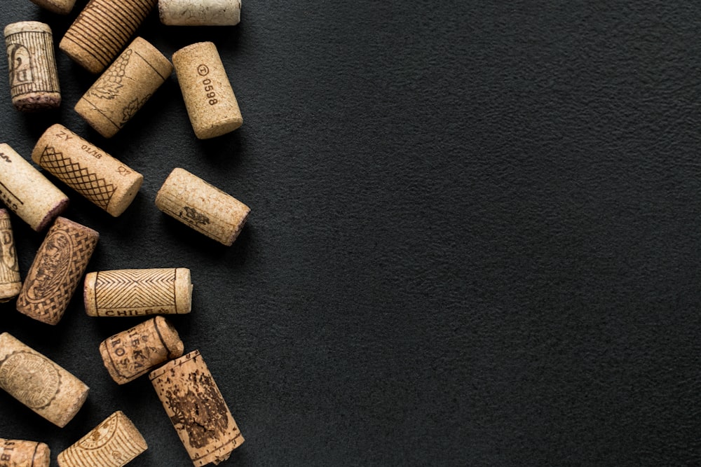 brown wooden blocks on black textile