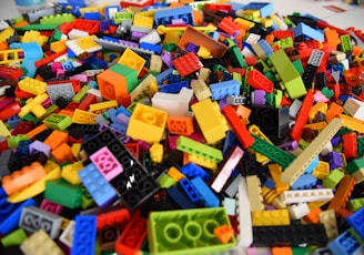 green blue and yellow lego blocks