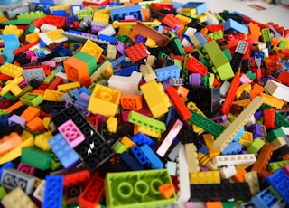 green blue and yellow lego blocks