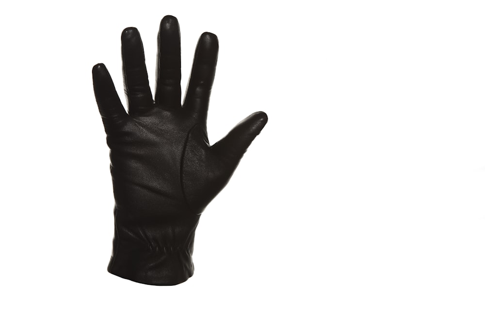 gants en cuir noir sur fond blanc
