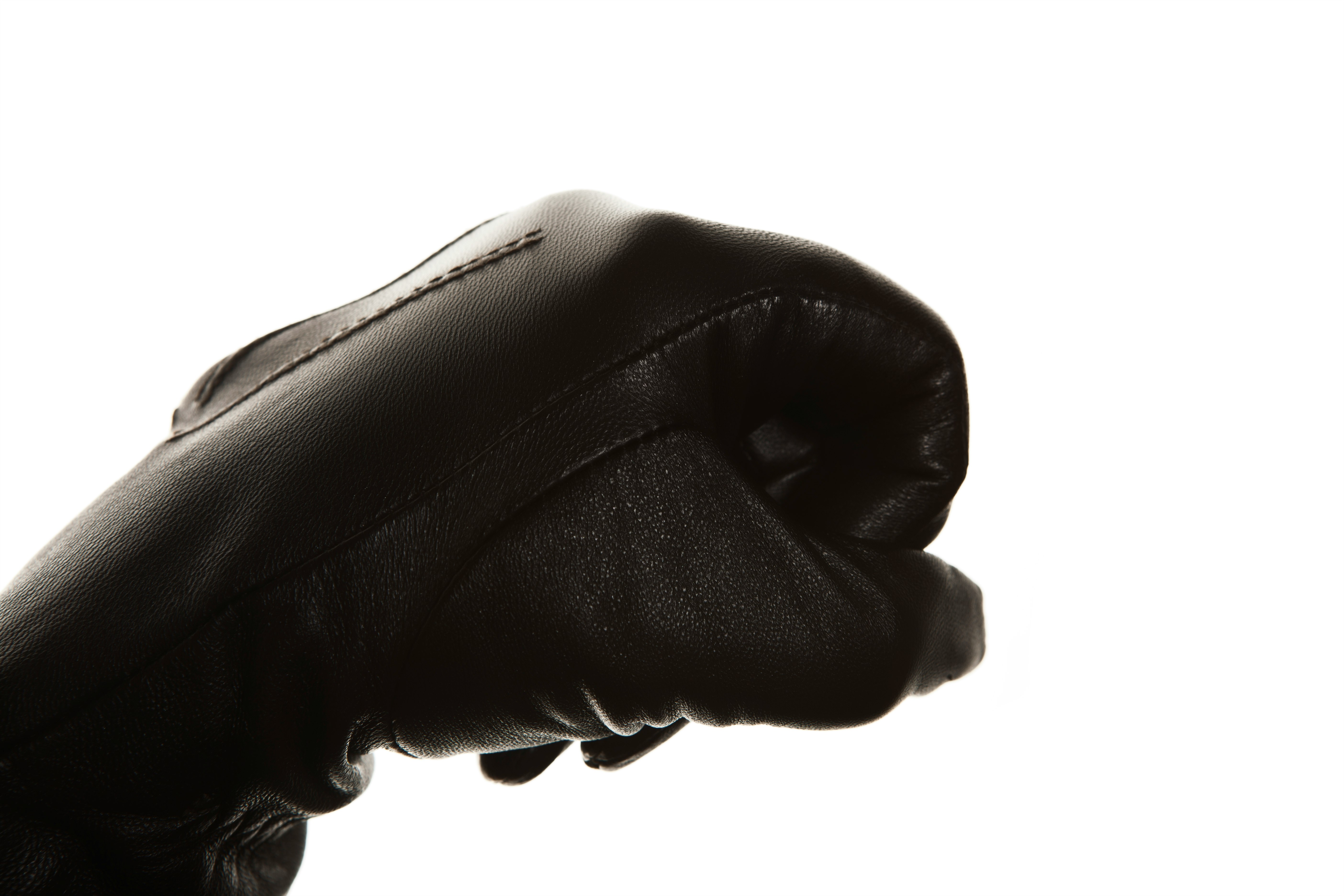 black and white hand gloves