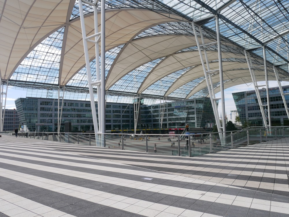 white metal framed glass roof