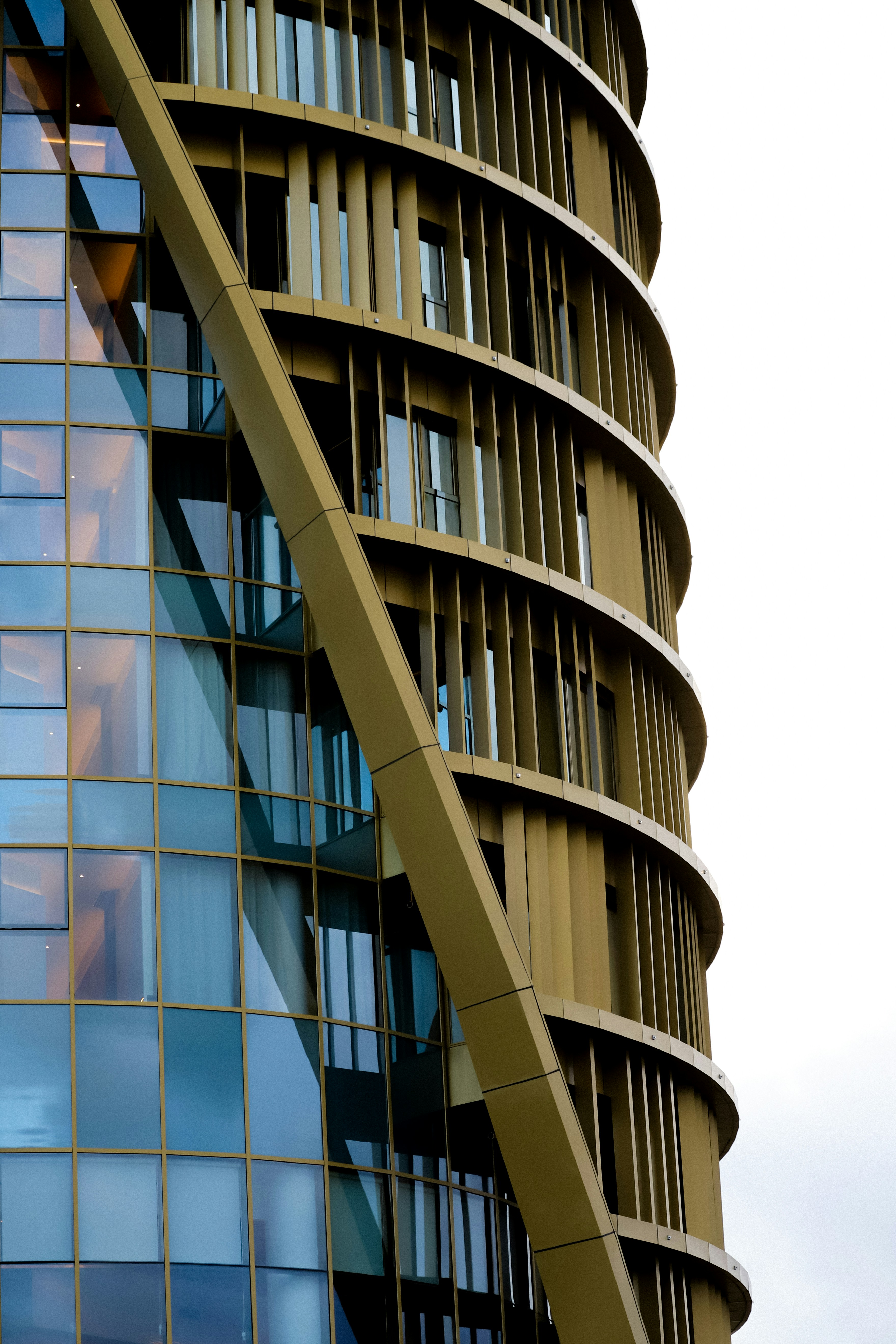 blue and white glass walled building