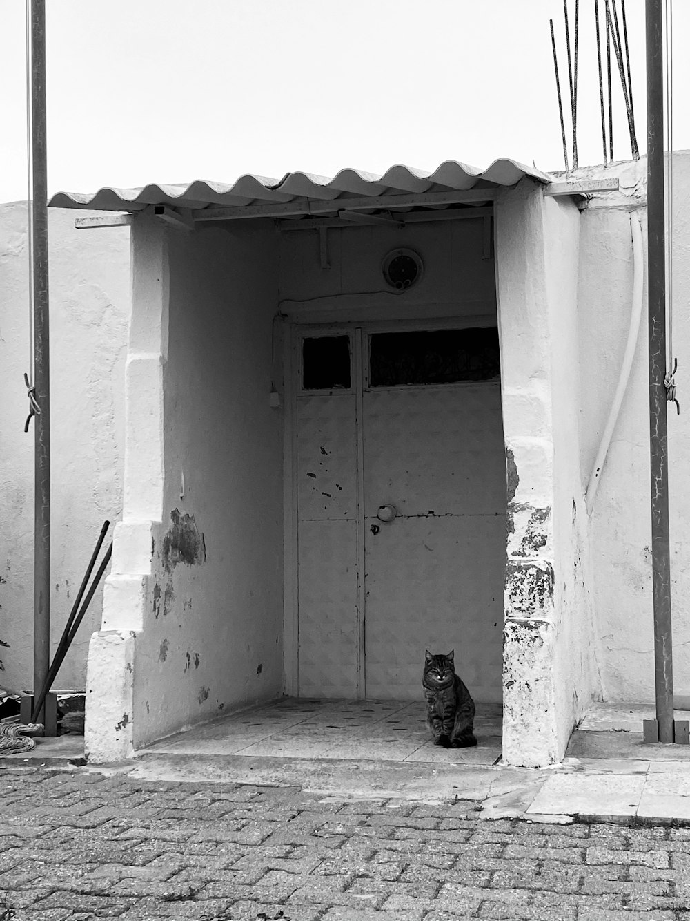 grayscale photo of concrete building