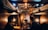A cozy train cabin with two bunk beds and dim lighting, featuring two people seated on opposite beds, gazing out of the window. The interior is warmly lit, with wooden furnishings and soft, yellow lamps. Pictures hang on the wall above the window, adding to the intimate atmosphere.