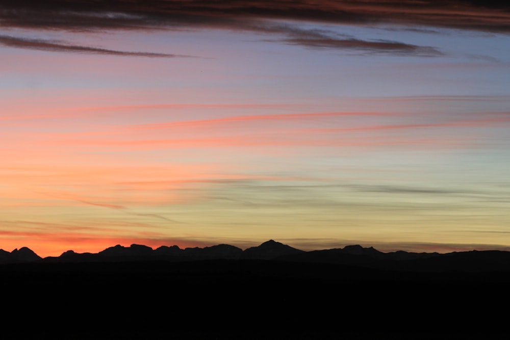 silhouette of mountains during sunset