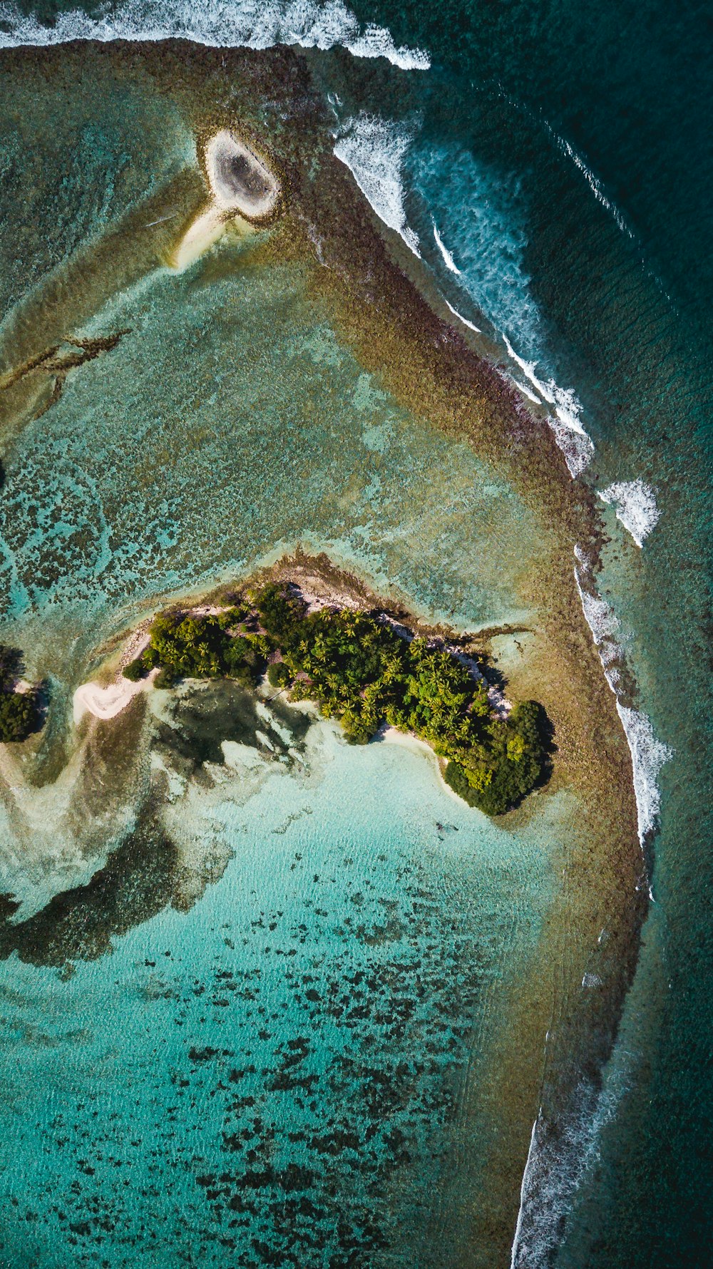 aerial view of green and brown island