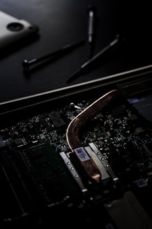 black and green computer motherboard