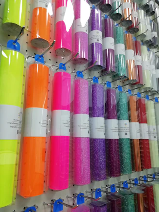 Rolls of printed vinyl material ready for cutting and finishing