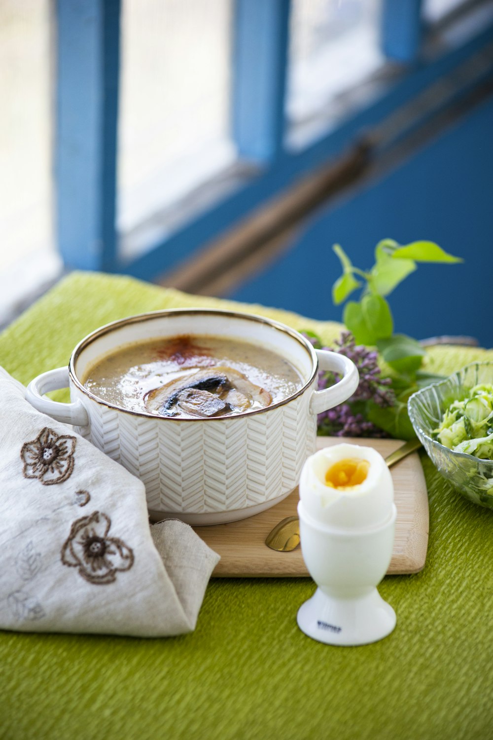 white ceramic bowl with soup