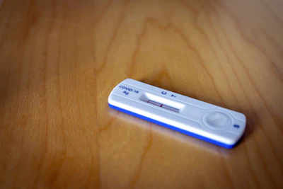 white and blue plastic device