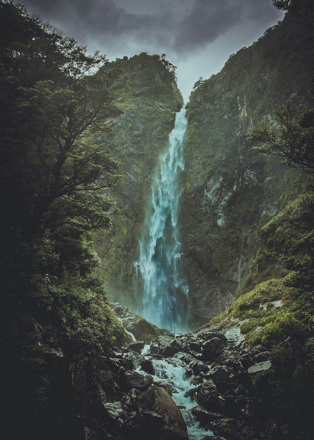 waterfalls in the middle of the forest