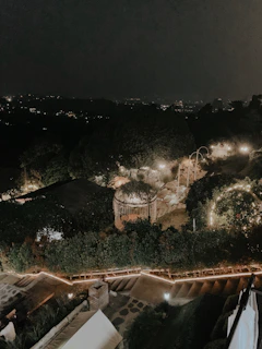 Evening illumination of the sky gardens, with soft lighting accentuating the architectural details and inviting ambiance.