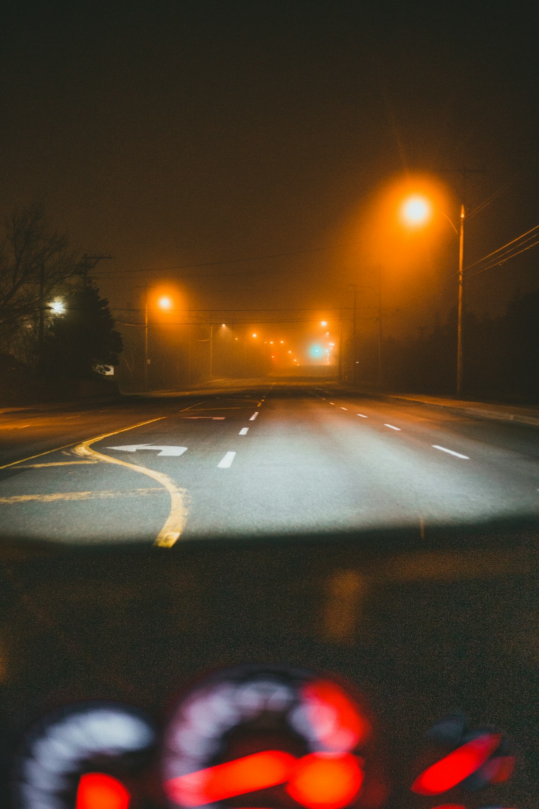 black asphalt road during night time