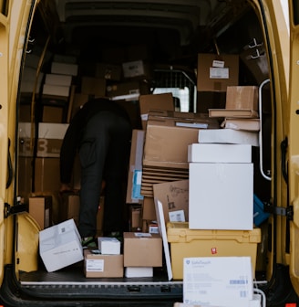 brown cardboard boxes on brown cardboard box