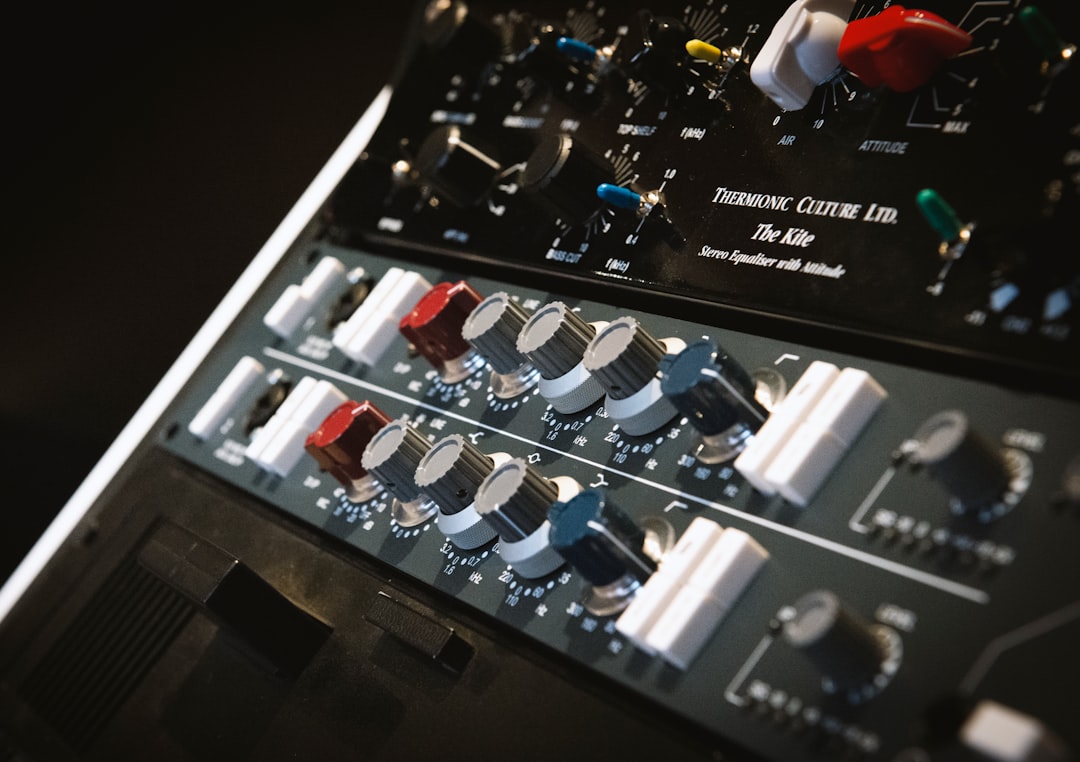 black and white audio mixer, Top-notch music studio gear photography background