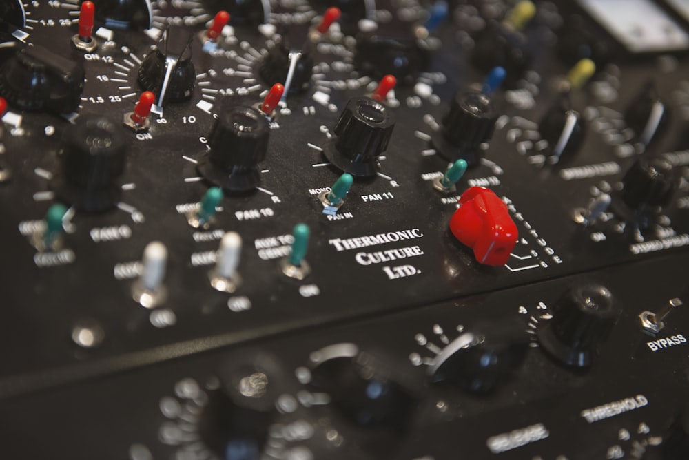 black and red audio mixer