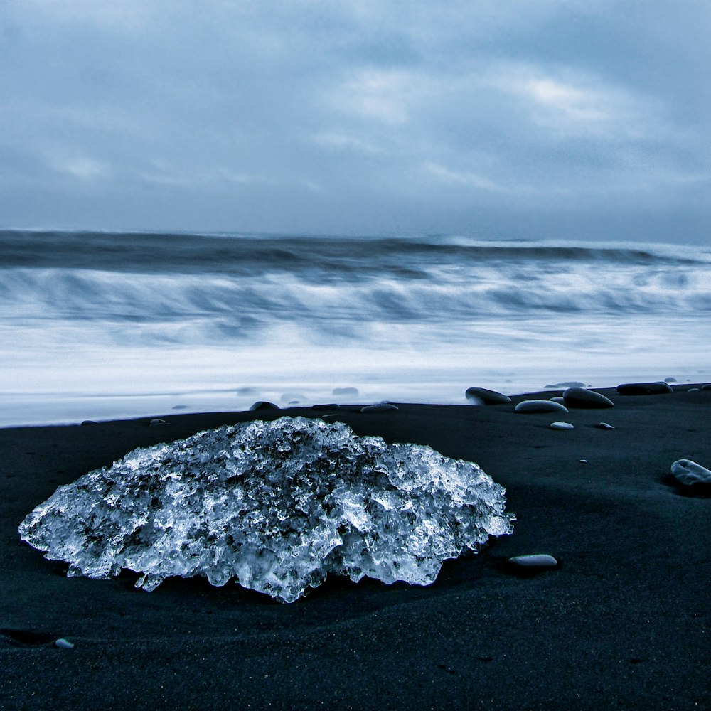 gray and white rock on seashore