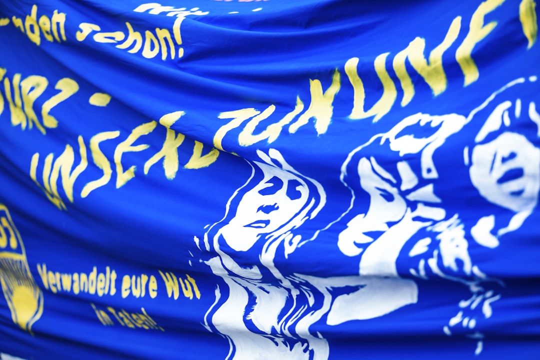 blue and white floral textile, OUR FUTURE - TURN YOUR ANGER INTO ACTION! Labor Day (Tag der Arbeit)- Demonstration 05-01