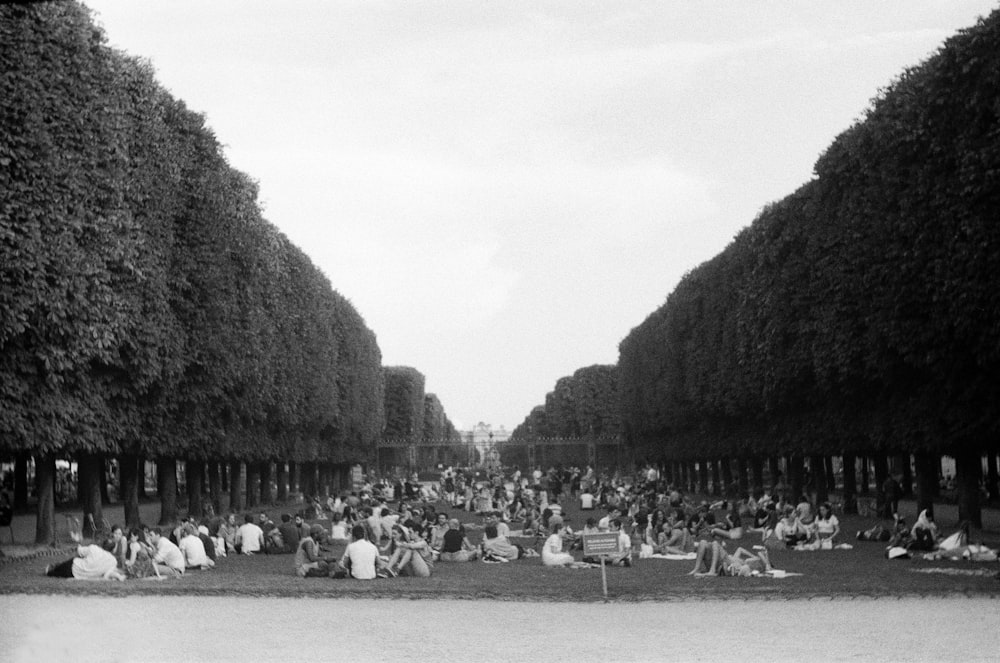 grayscale photo of people walking on street