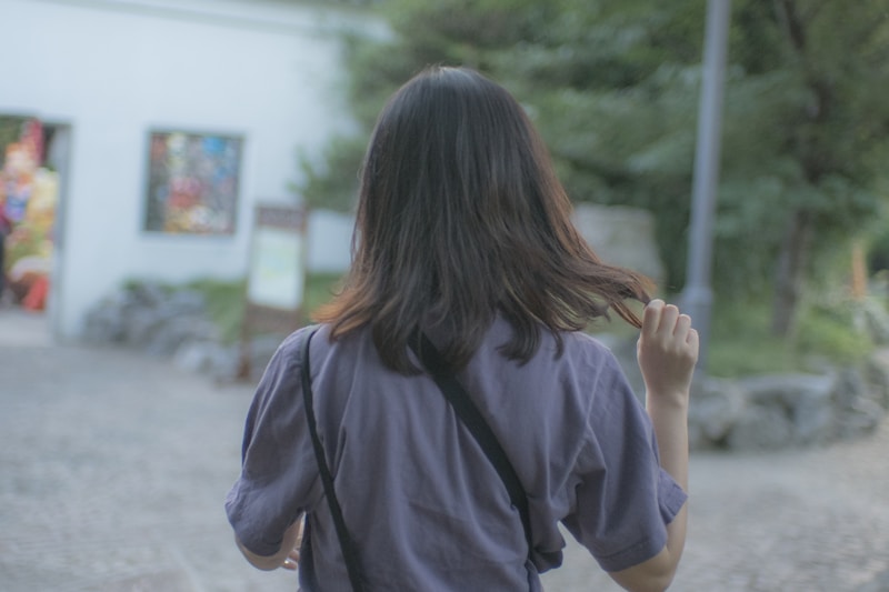 Trendy Japanese woman in black shirt