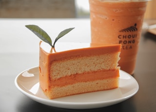 sliced cake on white ceramic plate