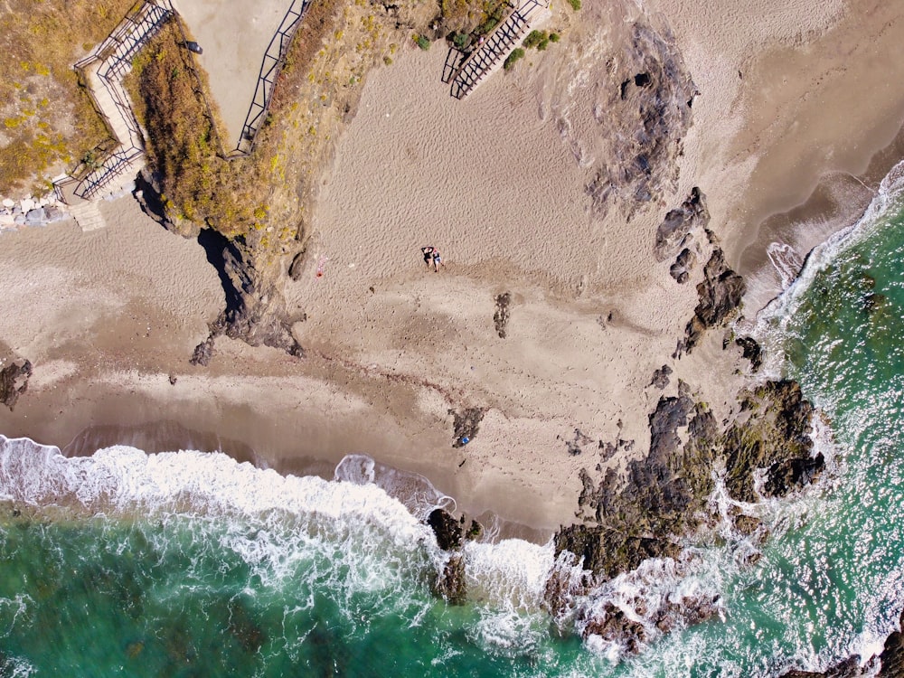 aerial view of people on beach during daytime