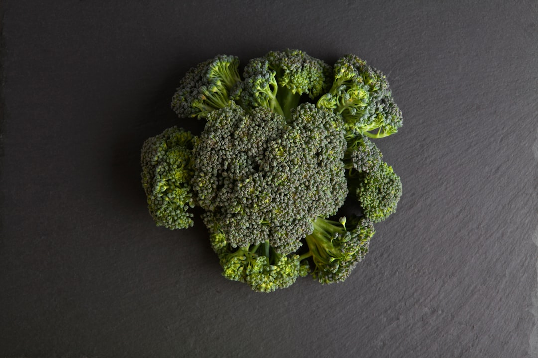 green broccoli on gray textile