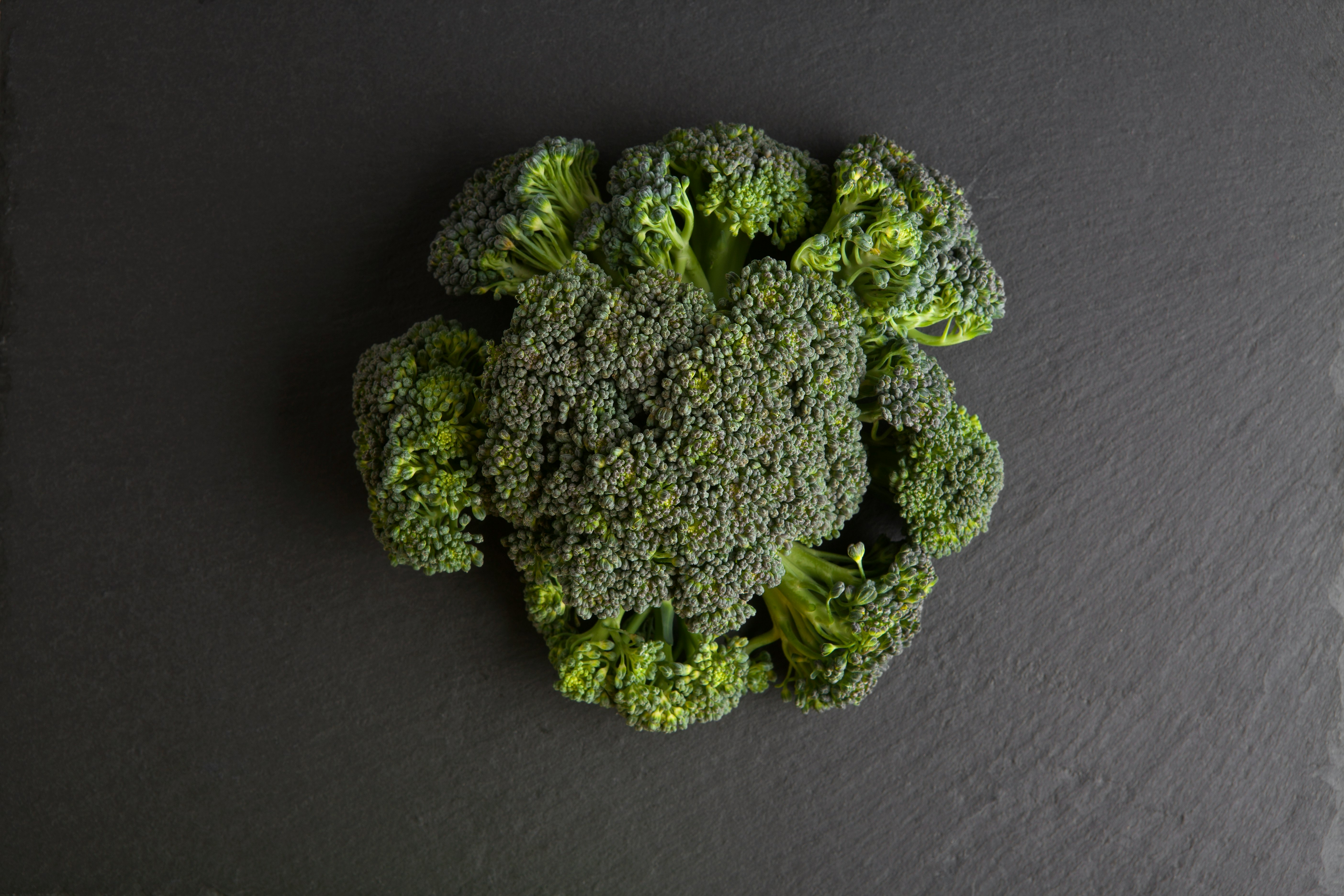 green broccoli on gray textile