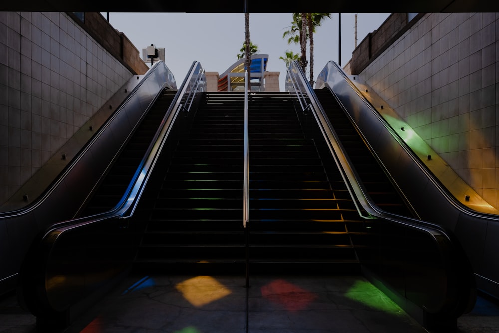 black escalator with no people