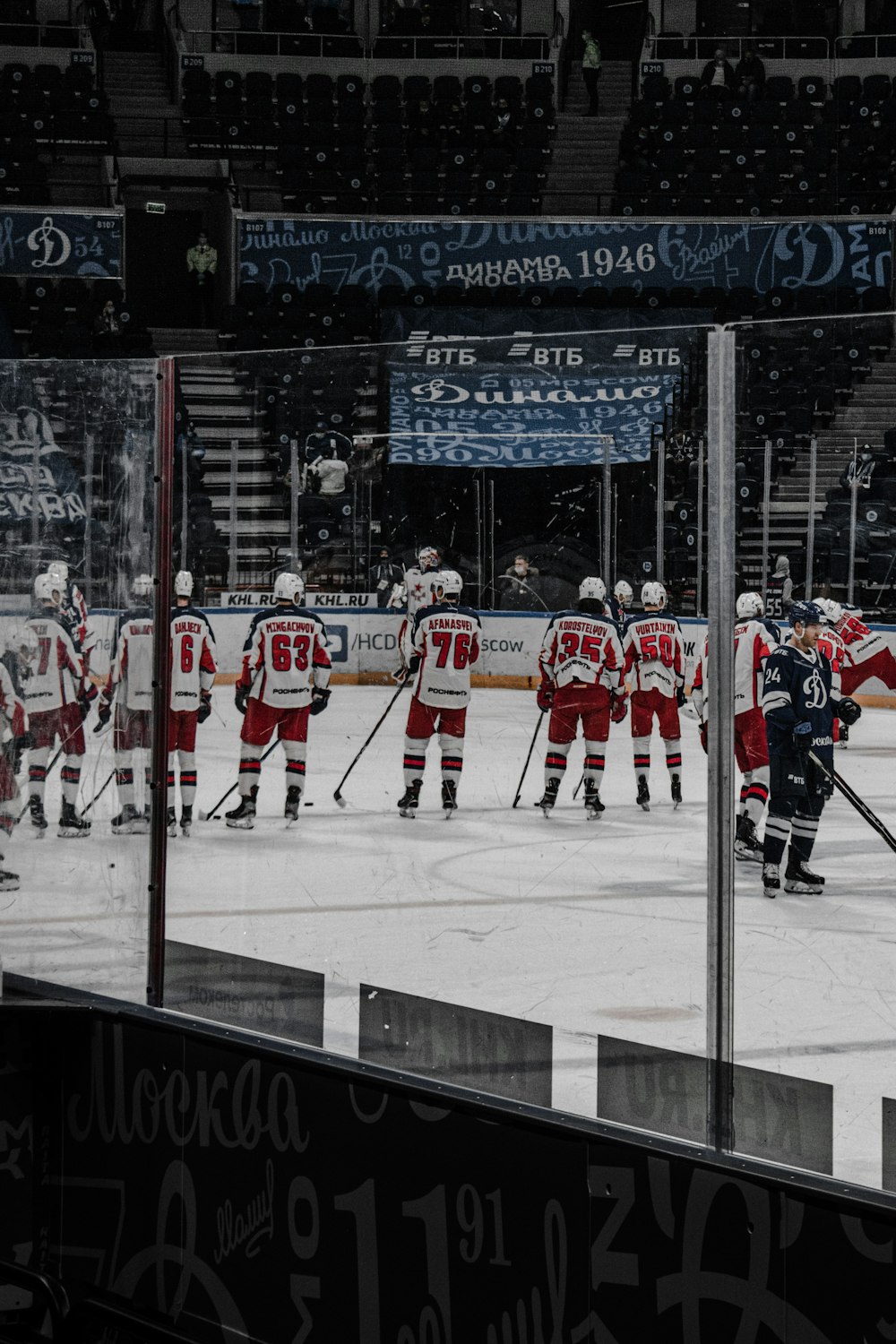 ice hockey players on ice hockey field