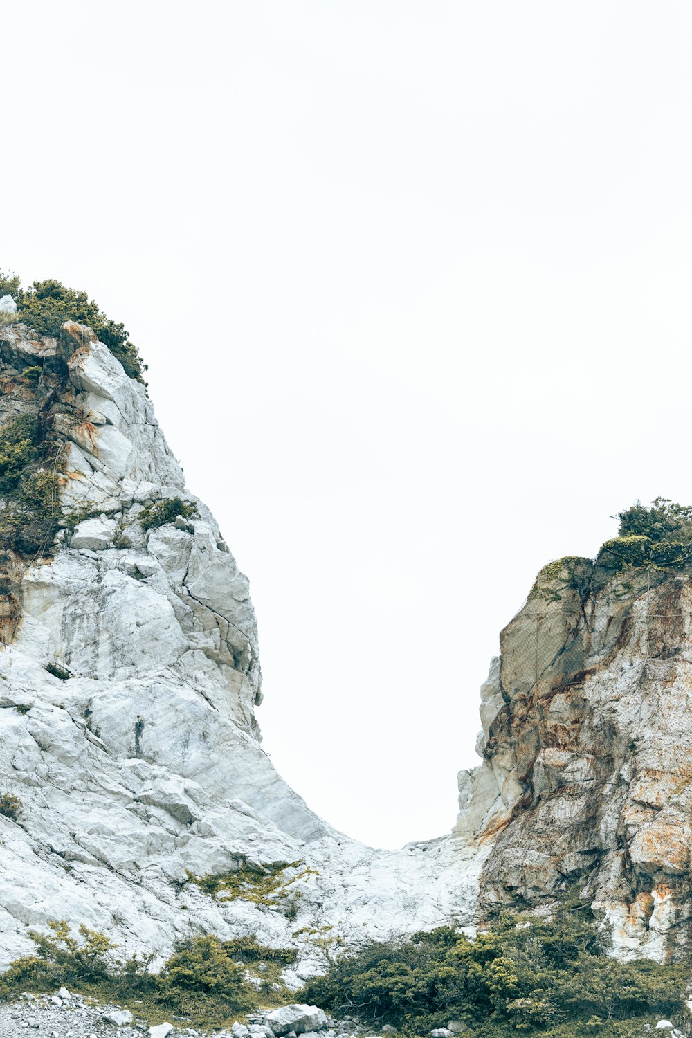 gray rocky mountain with green trees