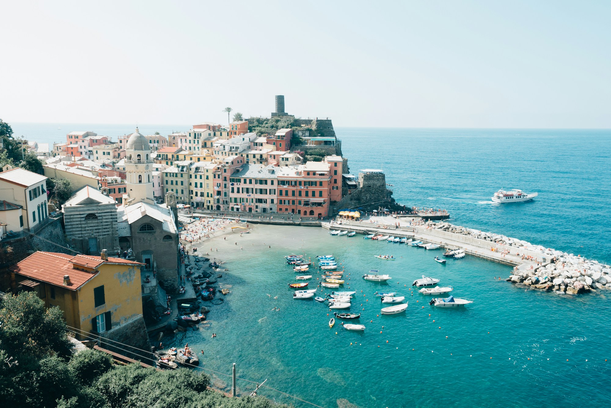 Aerial view of a Mediterranean coastal town