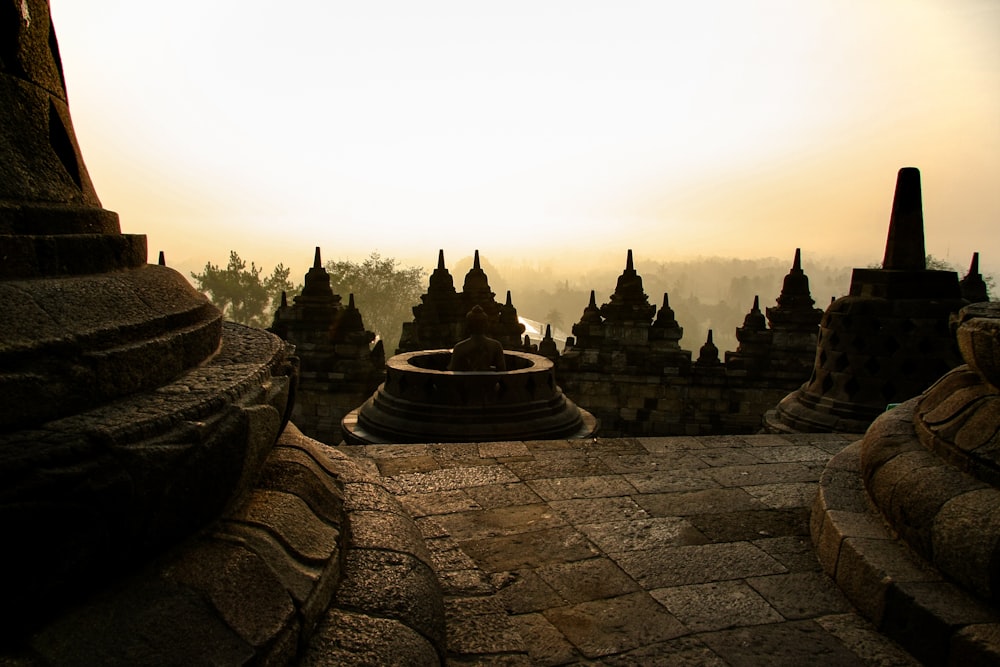 brown and black concrete temple