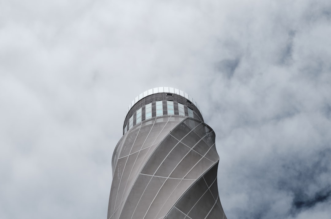 black and white glass building