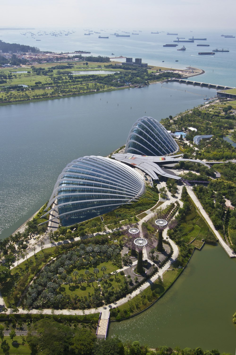 aerial view of city buildings near body of water during daytime