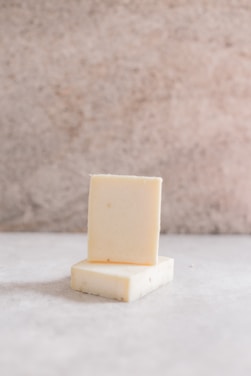 white square soap on white surface