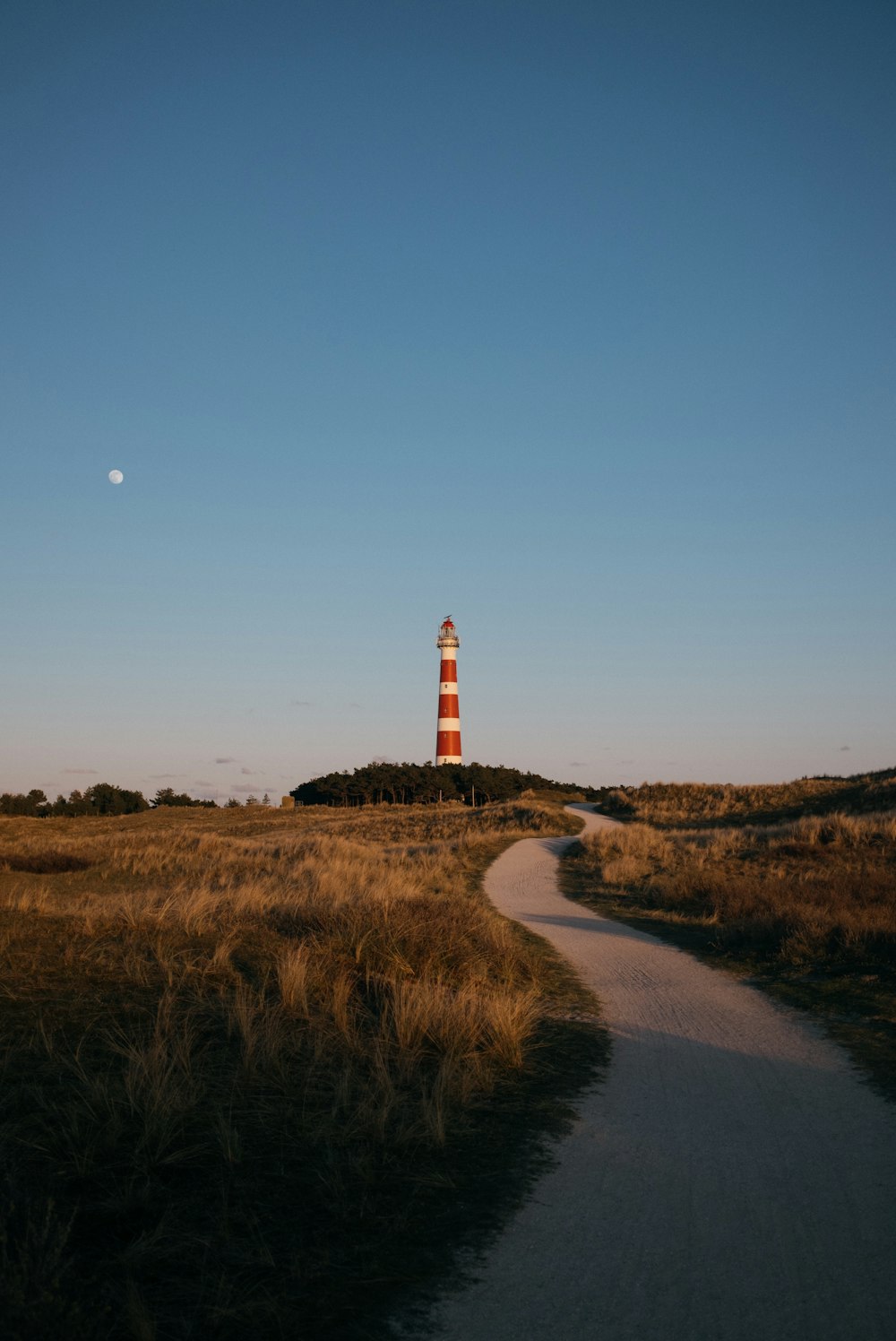 Weißer und roter Leuchtturm in der Nähe des Gewässers tagsüber