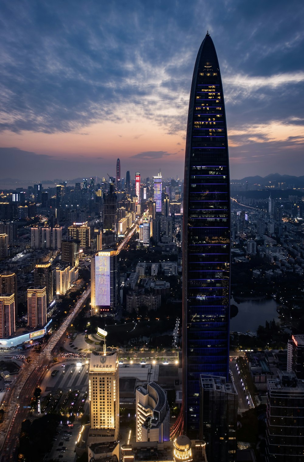 high rise buildings during night time