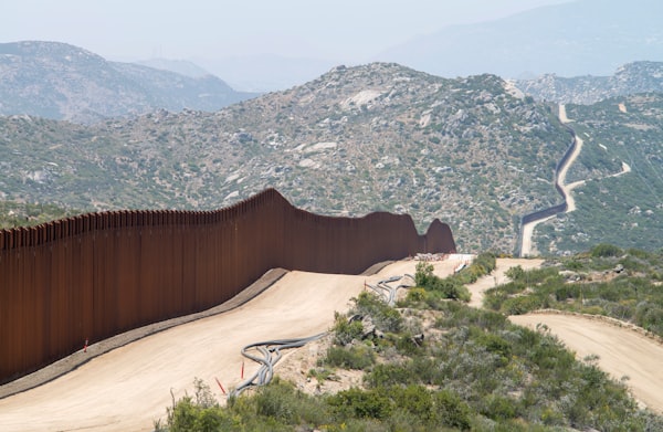 Border wall in the mountains