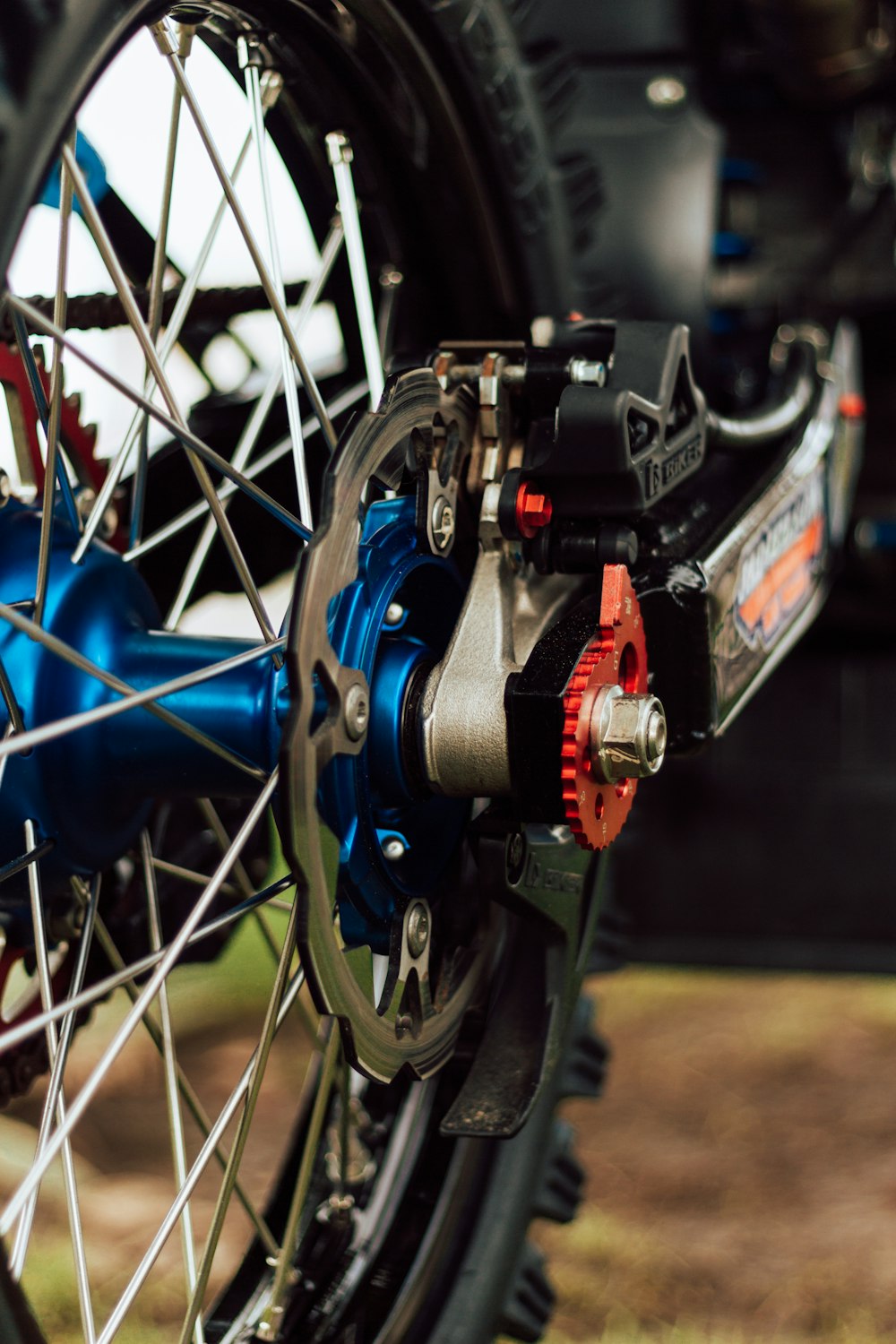 blue and black bicycle wheel