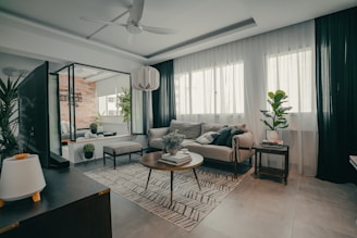 living room with sofa and coffee table